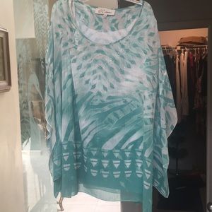 Women’s plus size turquoise embellished blouse